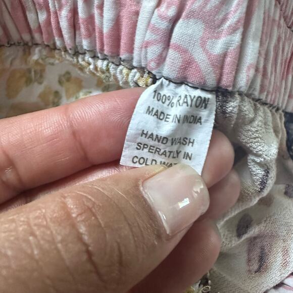 Made In India Patch Work Elastic Waist Shorts Boho Artsy Colorful Pockets - Picture 6 of 9